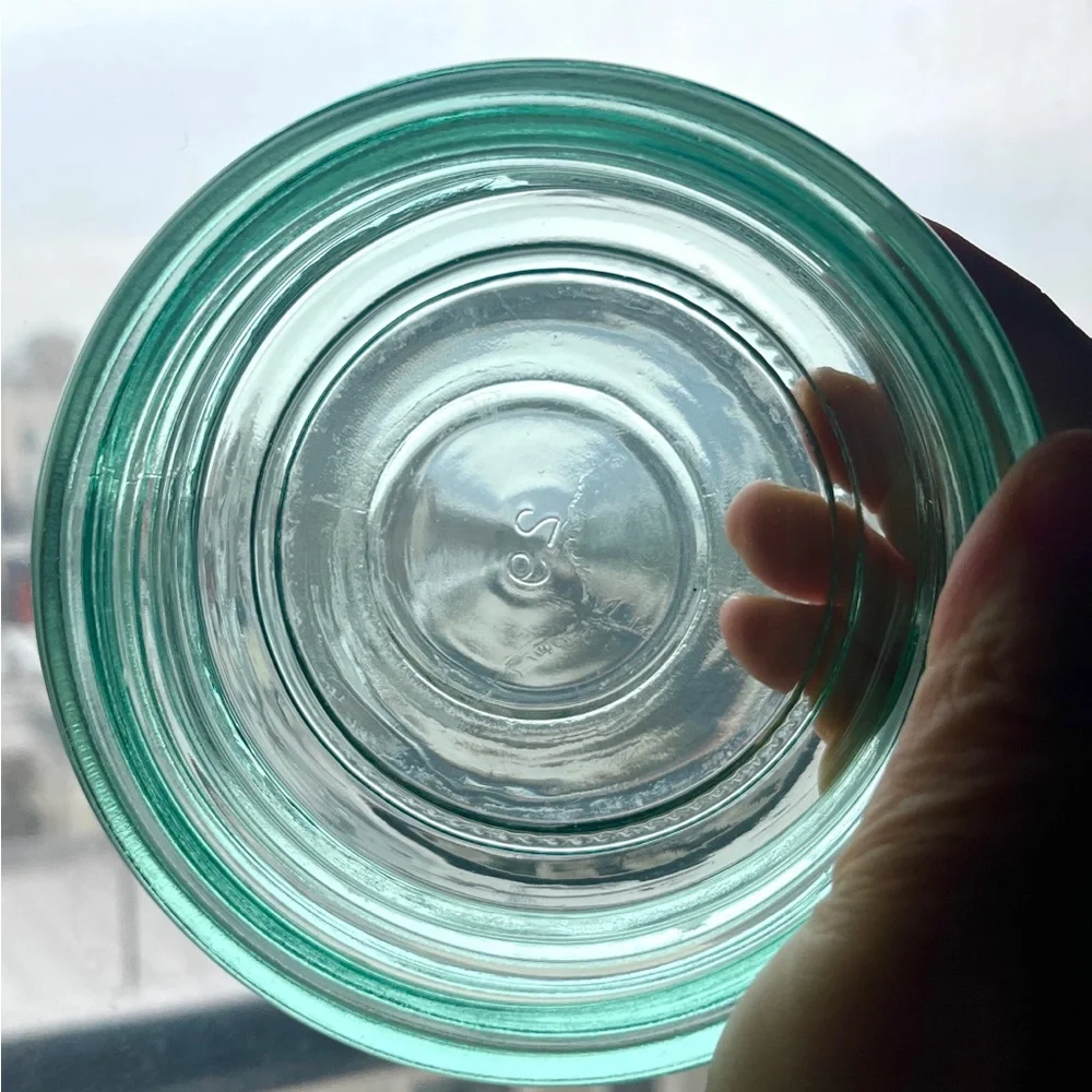 Vintage Sea Green Glass Bowl Ribbed Aqua Teal Industrial Insulator Candle Holder
